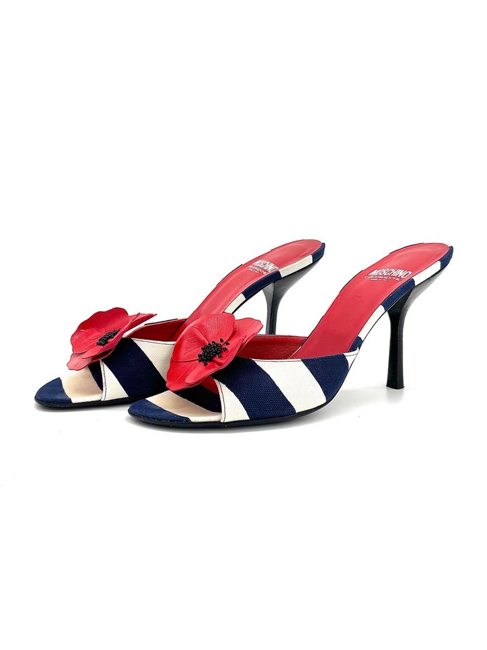 Moschino Cheap and Chic Poppy Flower Slip On Heeled Mules Sandals 37.5